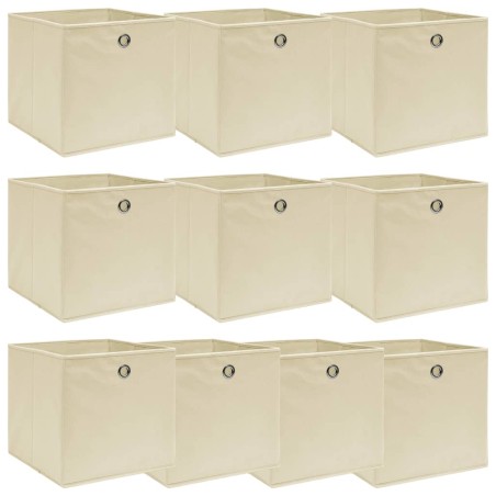 vidaXL Aufbewahrungsboxen 10 Stk. Creme 32x32x32 cm Stoff