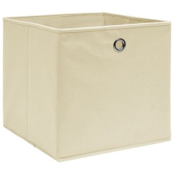 vidaXL Aufbewahrungsboxen 10 Stk. Creme 32x32x32 cm Stoff