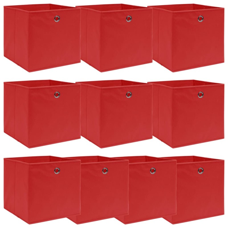 vidaXL Aufbewahrungsboxen 10 Stk. Rot 32x32x32 cm Stoff vidaXL Aufbewahrungsboxen 10 Stk. Rot 32x32x32 cm Stoff
