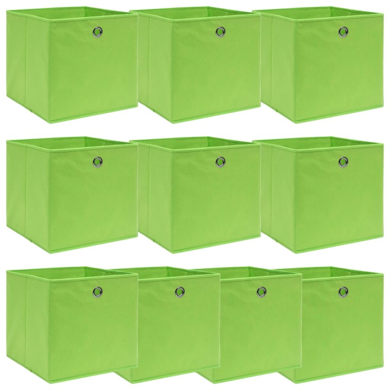 vidaXL Aufbewahrungsboxen 10 Stk. Grün 32x32x32 cm Stoff vidaXL Aufbewahrungsboxen 10 Stk. Grün 32x32x32 cm Stoff