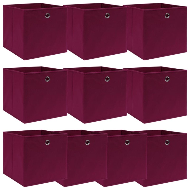 vidaXL Aufbewahrungsboxen 10 Stk. Dunkelrot 32x32x32 cm Stoff vidaXL Aufbewahrungsboxen 10 Stk. Dunkelrot 32x32x32 cm Stoff