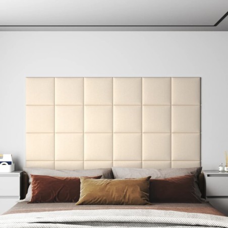 Wandpaneele 12 Stk. Creme 30x30 cm Samt 1,08 m²