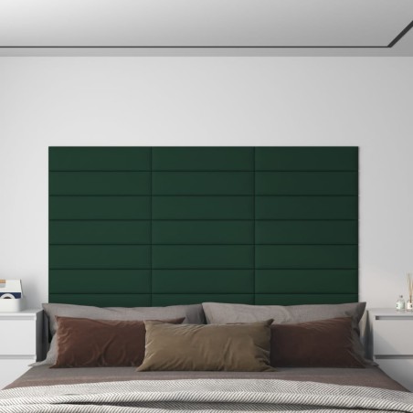 Wandpaneele 12 Stk. Dunkelgrün 60x15 cm Stoff 1,08 m²