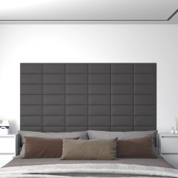 Wandpaneele 12 Stk. Grau 30x15 cm Kunstleder 0,54 m²