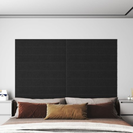 Wandpaneele 12 Stk. Schwarz 90x15 cm Stoff 1,62 m²