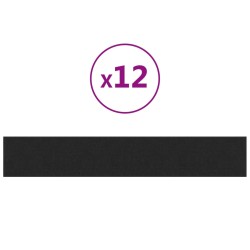 Wandpaneele 12 Stk. Schwarz 90x15 cm Stoff 1,62 m²