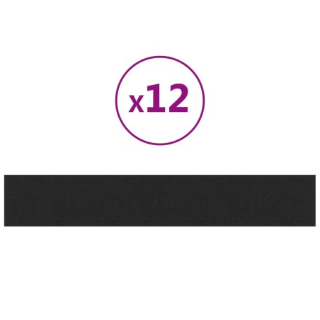 Wandpaneele 12 Stk. Schwarz 90x15 cm Stoff 1,62 m²
