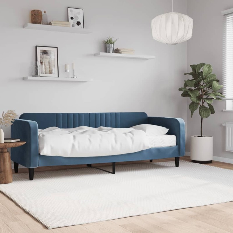 vidaXL Tagesbett mit Matratze Blau 80x200 cm Samt vidaXL Tagesbett mit Matratze Blau 80x200 cm Samt
