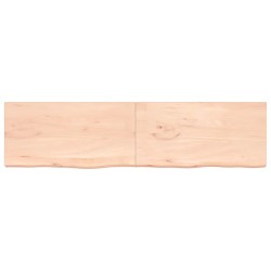vidaXL Wandregal 200x50x4 cm Massivholz Eiche Unbehandelt