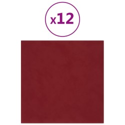 Wandpaneele 12 Stk. Weinrot 30x30 cm Samt 1,08 m²