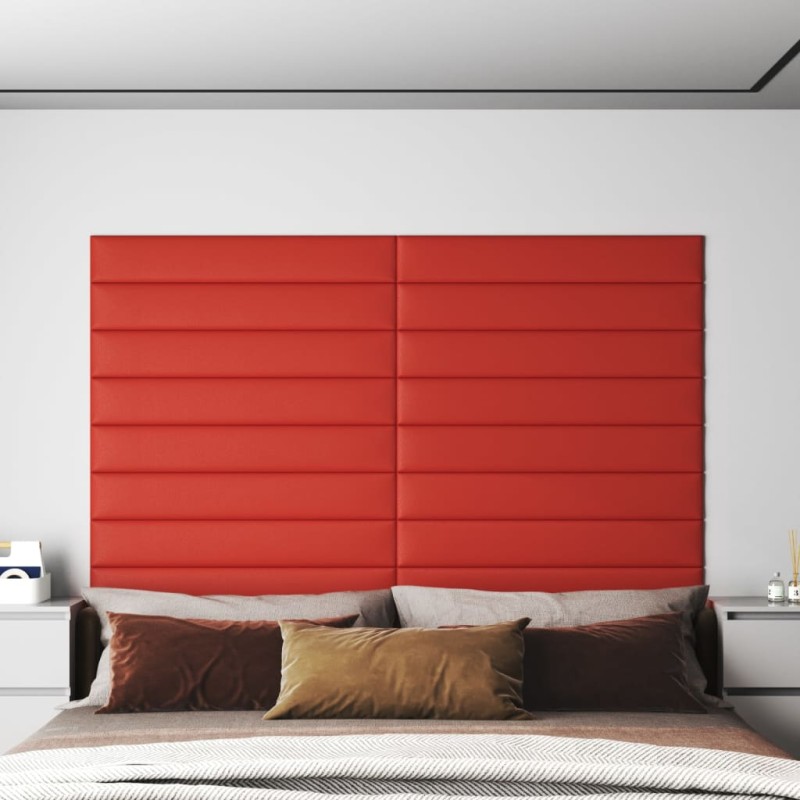 Wandpaneele 12 Stk. Rot 90x15 cm Kunstleder 1,62 m² Wandpaneele 12 Stk. Rot 90x15 cm Kunstleder 1,62 m²