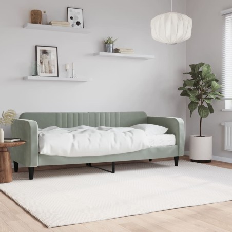 vidaXL Tagesbett mit Matratze Hellgrau 80x200 cm Samt
