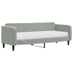 vidaXL Tagesbett mit Matratze Hellgrau 80x200 cm Samt