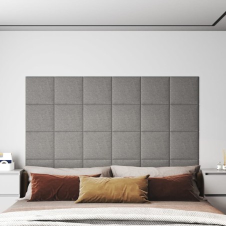vidaXL Wandpaneele 12 Stk. Hellgrau 30x30 cm Stoff 1,08 m²