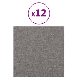 vidaXL Wandpaneele 12 Stk. Hellgrau 30x30 cm Stoff 1,08 m²