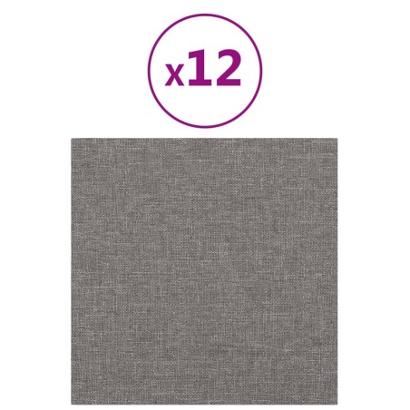 vidaXL Wandpaneele 12 Stk. Hellgrau 30x30 cm Stoff 1,08 m²