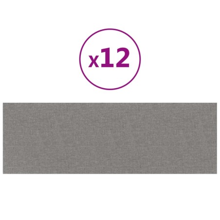 vidaXL Wandpaneele 12 Stk. Hellgrau 90x30 cm Stoff 3,24 m²