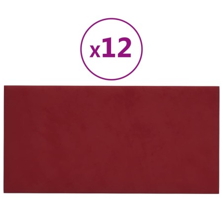 Wandpaneele 12 Stk. Weinrot 60x30 cm Samt 2,16 m²