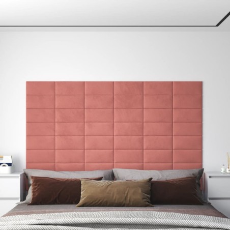 Wandpaneele 12 Stk. Rosa 30x15 cm Samt 0,54 m²