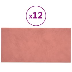Wandpaneele 12 Stk. Rosa 30x15 cm Samt 0,54 m²