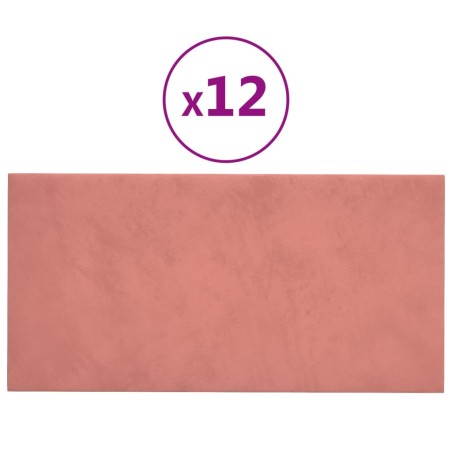 Wandpaneele 12 Stk. Rosa 30x15 cm Samt 0,54 m²