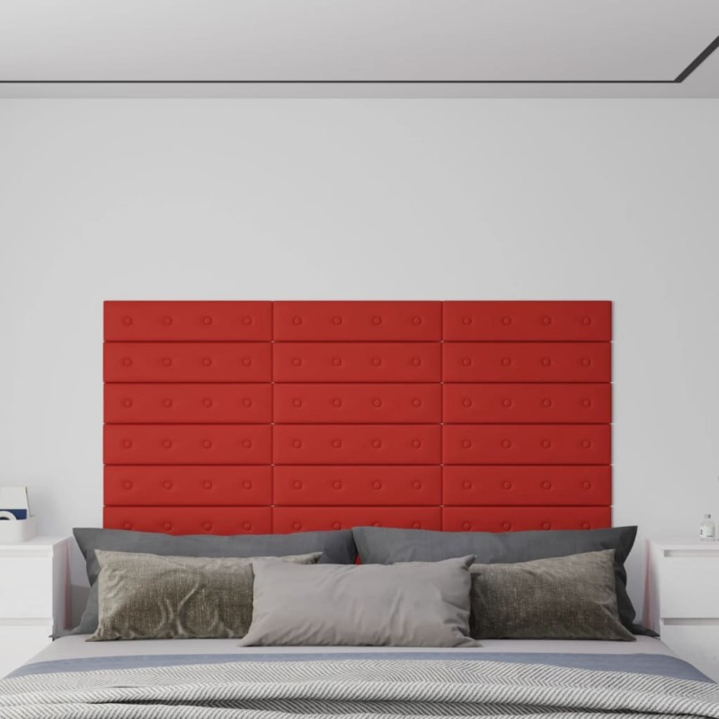 Wandpaneele 12 Stk. Weinrot 60x15 cm Kunstleder 1,08 m² Wandpaneele 12 Stk. Weinrot 60x15 cm Kunstleder 1,08 m²
