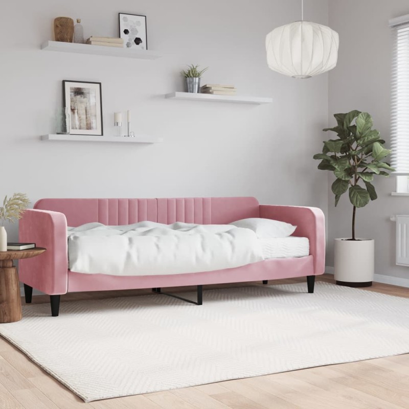 vidaXL Tagesbett mit Matratze Rosa 80x200 cm Samt vidaXL Tagesbett mit Matratze Rosa 80x200 cm Samt