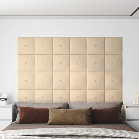 Wandpaneele 12 Stk. Creme 30x30 cm Stoff 1,08 m²