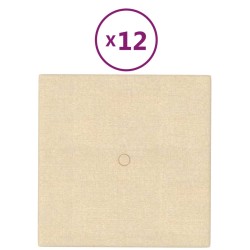 Wandpaneele 12 Stk. Creme 30x30 cm Stoff 1,08 m²