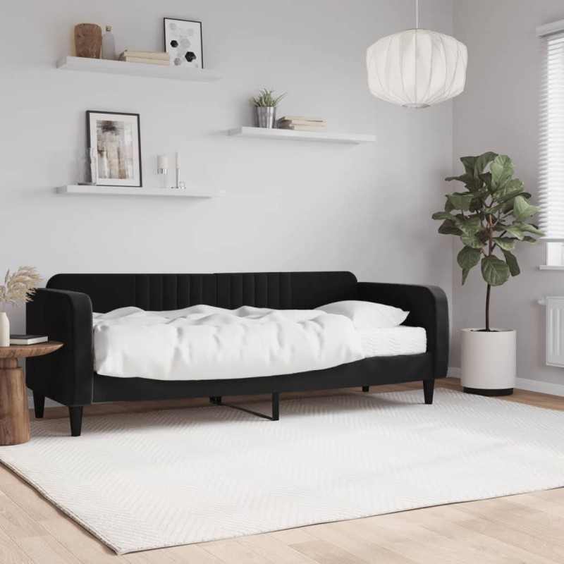 vidaXL Tagesbett mit Matratze Schwarz 80x200 cm Samt vidaXL Tagesbett mit Matratze Schwarz 80x200 cm Samt