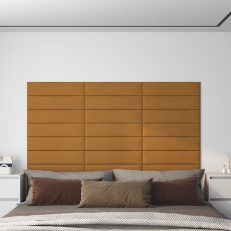 Wandpaneele 12 Stk. Braun 60x15 cm Samt 1,08 m²