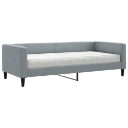 vidaXL Tagesbett mit Matratze Hellgrau 90x200 cm Stoff