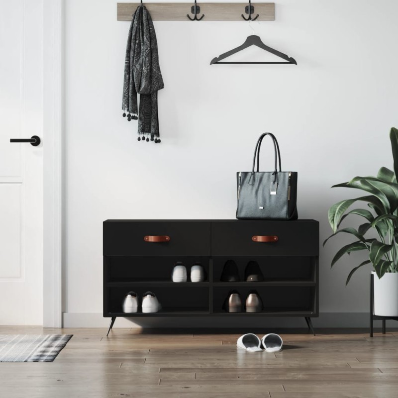 vidaXL Schuhbank Schwarz 102x35x55 cm Holzwerkstoff vidaXL Schuhbank Schwarz 102x35x55 cm Holzwerkstoff