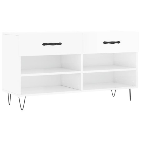 vidaXL Schuhbank Hochglanz-Weiß 102x35x55 cm Holzwerkstoff