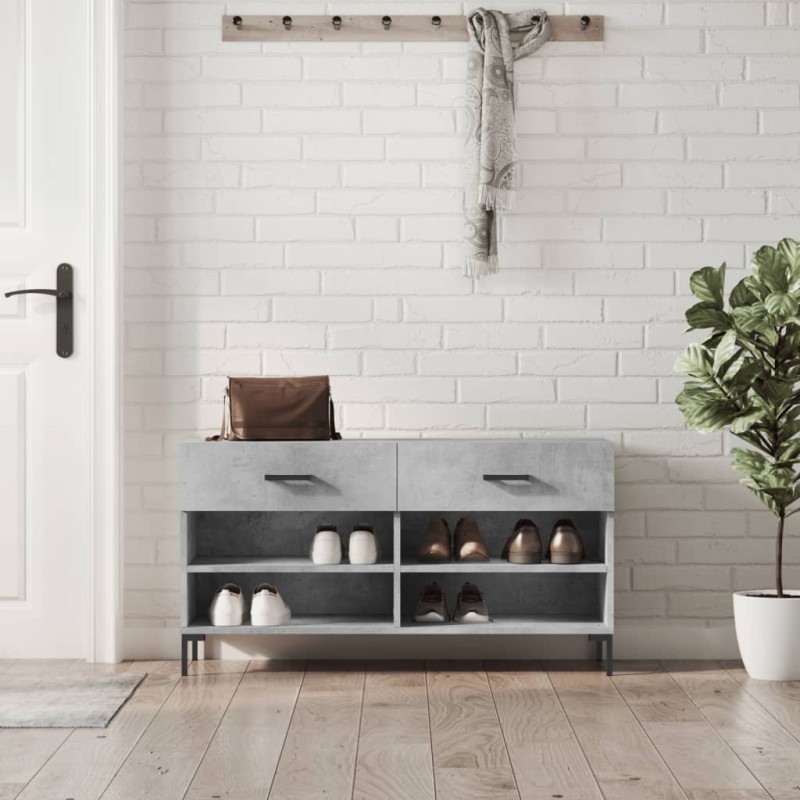 vidaXL Schuhbank Betongrau 102x35x55 cm Holzwerkstoff vidaXL Schuhbank Betongrau 102x35x55 cm Holzwerkstoff