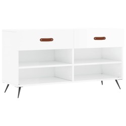 vidaXL Schuhbank Hochglanz-Weiß 102x35x55 cm Holzwerkstoff