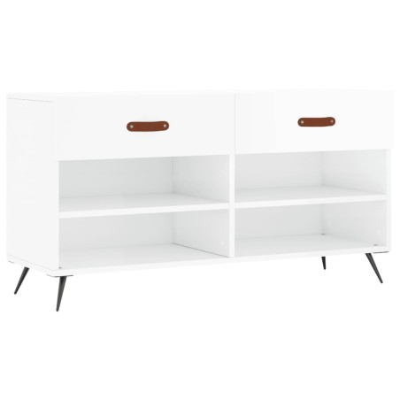 vidaXL Schuhbank Hochglanz-Weiß 102x35x55 cm Holzwerkstoff