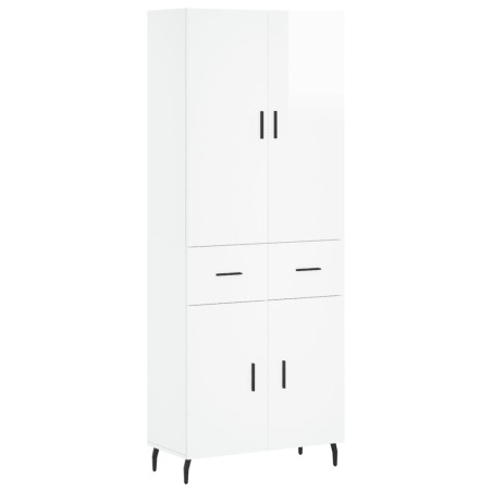 Highboard Hochglanz-Weiß 69,5x34x180 cm Holzwerkstoff