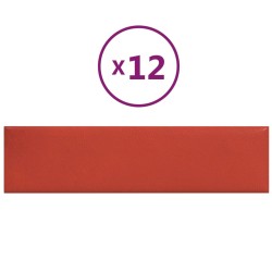 Wandpaneele 12 Stk. Rot 60x15 cm Kunstleder 1,08 m²