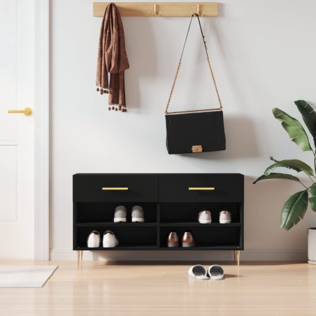 vidaXL Schuhbank Schwarz 102x35x55 cm Holzwerkstoff