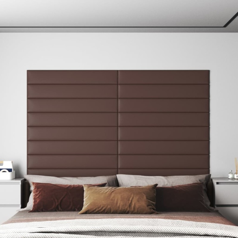 Wandpaneele 12 Stk. Braun 90x15 cm Kunstleder 1,62 m² Wandpaneele 12 Stk. Braun 90x15 cm Kunstleder 1,62 m²