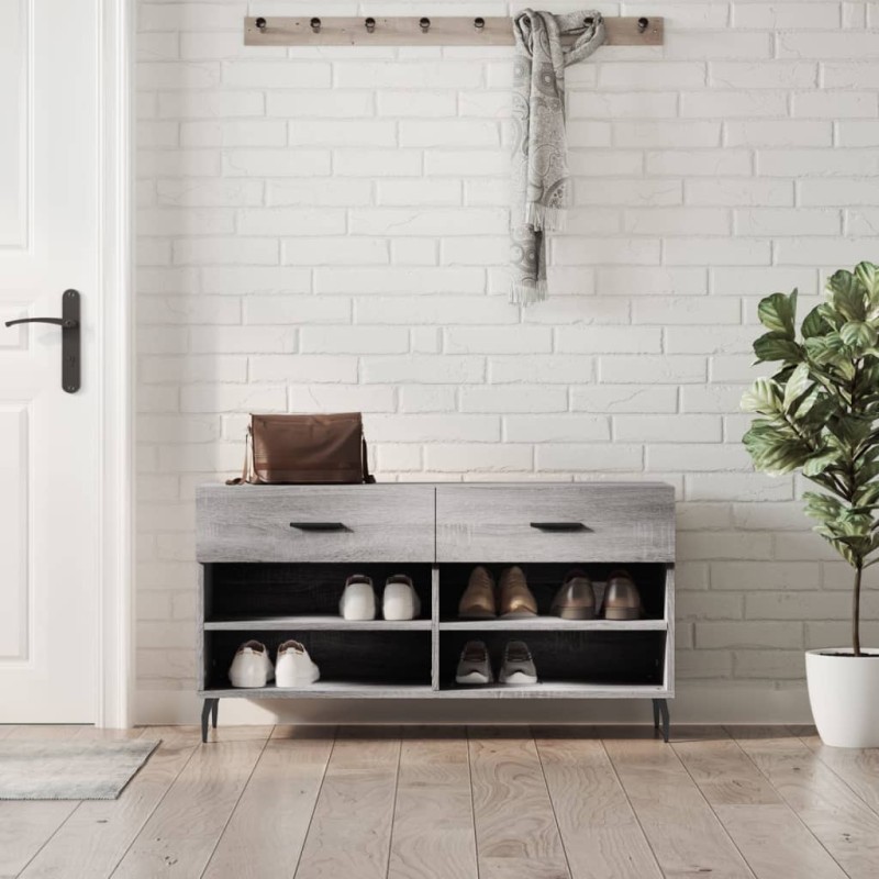 vidaXL Schuhbank Grau Sonoma 102x35x55 cm Holzwerkstoff vidaXL Schuhbank Grau Sonoma 102x35x55 cm Holzwerkstoff
