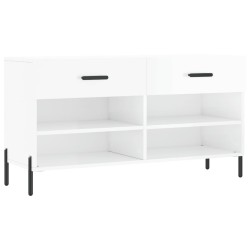vidaXL Schuhbank Hochglanz-Weiß 102x35x55 cm Holzwerkstoff