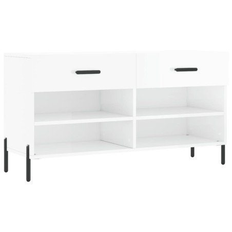 vidaXL Schuhbank Hochglanz-Weiß 102x35x55 cm Holzwerkstoff