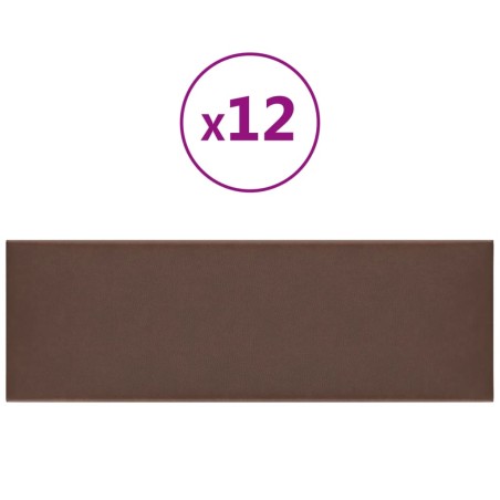 vidaXL Wandpaneele 12 Stk. Braun 90x30 cm Kunstleder 3,24 m²