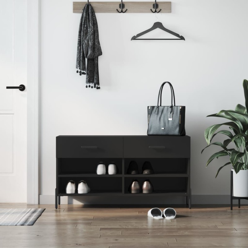 vidaXL Schuhbank Schwarz 102x35x55 cm Holzwerkstoff vidaXL Schuhbank Schwarz 102x35x55 cm Holzwerkstoff