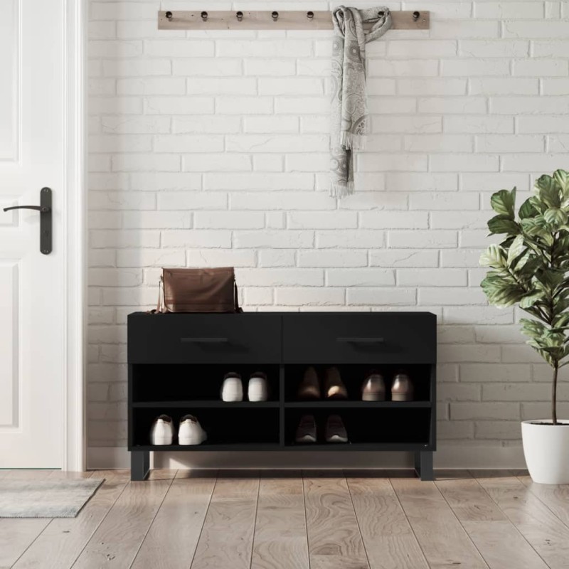 vidaXL Schuhbank Schwarz 102x35x55 cm Holzwerkstoff vidaXL Schuhbank Schwarz 102x35x55 cm Holzwerkstoff
