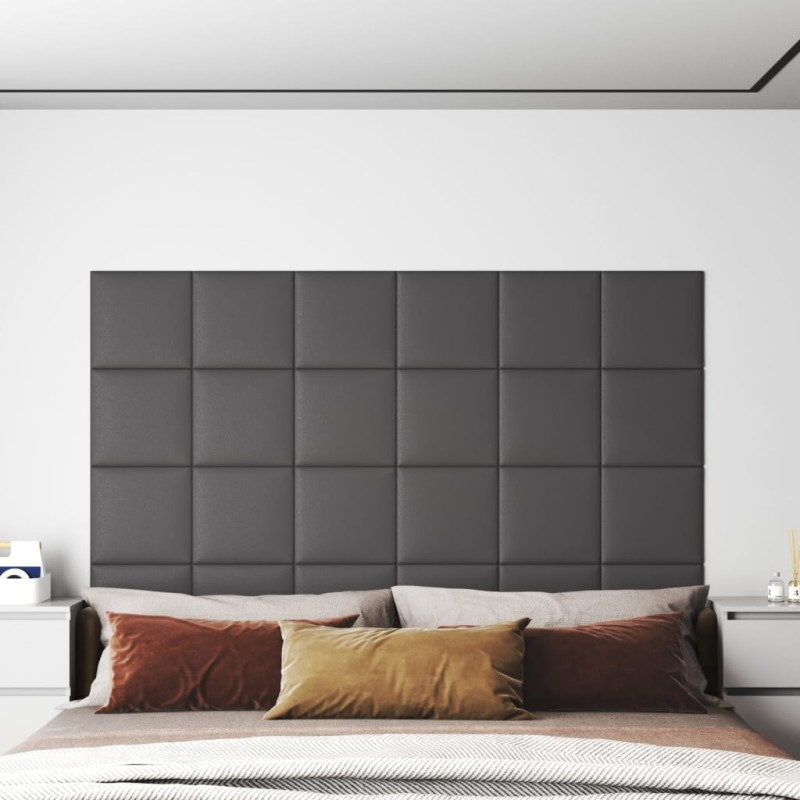 Wandpaneele 12 Stk. Grau 30x30 cm Kunstleder 1,08 m² Wandpaneele 12 Stk. Grau 30x30 cm Kunstleder 1,08 m²