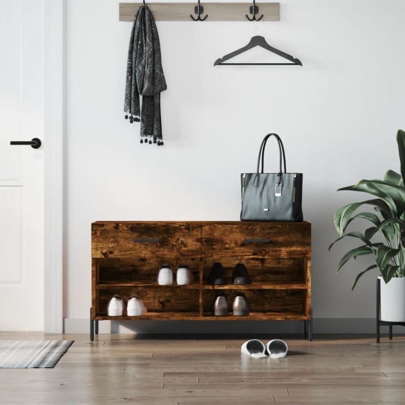 vidaXL Schuhbank Räuchereiche 102x35x55 cm Holzwerkstoff vidaXL Schuhbank Räuchereiche 102x35x55 cm Holzwerkstoff