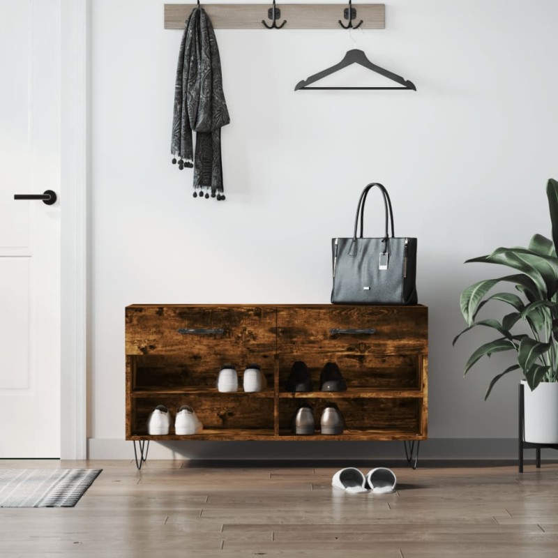 vidaXL Schuhbank Räuchereiche 102x35x55 cm Holzwerkstoff vidaXL Schuhbank Räuchereiche 102x35x55 cm Holzwerkstoff